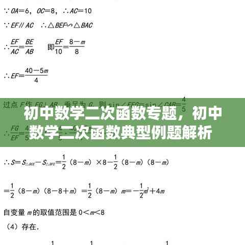 初中数学二次函数专题，初中数学二次函数典型例题解析 